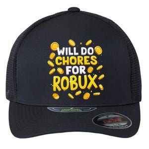 Noob And Professional Gamer Will Do Chores For Robux Flexfit Unipanel Trucker Cap