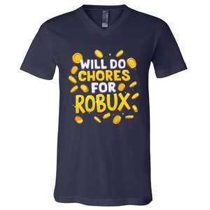 Noob And Professional Gamer Will Do Chores For Robux V-Neck T-Shirt