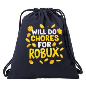 Noob And Professional Gamer Will Do Chores For Robux Drawstring Bag