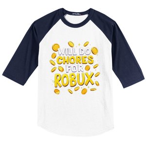 Noob And Professional Gamer Will Do Chores For Robux Baseball Sleeve Shirt