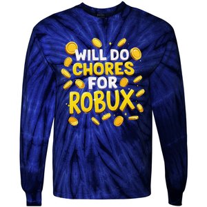 Noob And Professional Gamer Will Do Chores For Robux Tie-Dye Long Sleeve Shirt