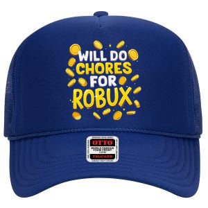 Noob And Professional Gamer Will Do Chores For Robux High Crown Mesh Back Trucker Hat