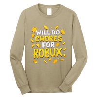 Noob And Professional Gamer Will Do Chores For Robux Long Sleeve Shirt