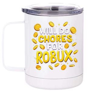 Noob And Professional Gamer Will Do Chores For Robux 12 oz Stainless Steel Tumbler Cup