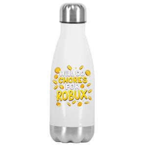 Noob And Professional Gamer Will Do Chores For Robux Stainless Steel Insulated Water Bottle