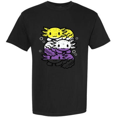 Nonbinary Axolotl Pile Non Binary Enby Lgbtq Garment-Dyed Heavyweight T-Shirt