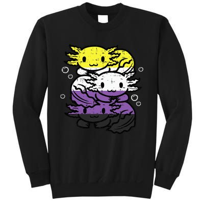 Nonbinary Axolotl Pile Non Binary Enby Lgbtq Sweatshirt