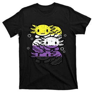 Nonbinary Axolotl Pile Non Binary Enby Lgbtq T-Shirt