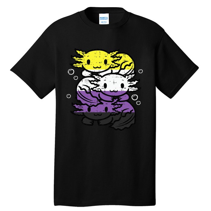 Nonbinary Axolotl Pile Non Binary Enby Lgbtq Tall T-Shirt