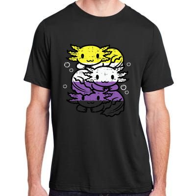 Nonbinary Axolotl Pile Non Binary Enby Lgbtq Adult ChromaSoft Performance T-Shirt