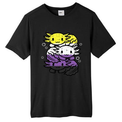 Nonbinary Axolotl Pile Non Binary Enby Lgbtq Tall Fusion ChromaSoft Performance T-Shirt