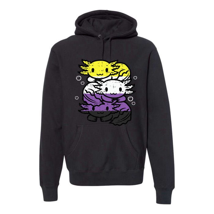 Nonbinary Axolotl Pile Non Binary Enby Lgbtq Premium Hoodie