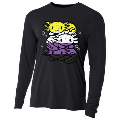 Nonbinary Axolotl Pile Non Binary Enby Lgbtq Cooling Performance Long Sleeve Crew