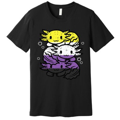 Nonbinary Axolotl Pile Non Binary Enby Lgbtq Premium T-Shirt