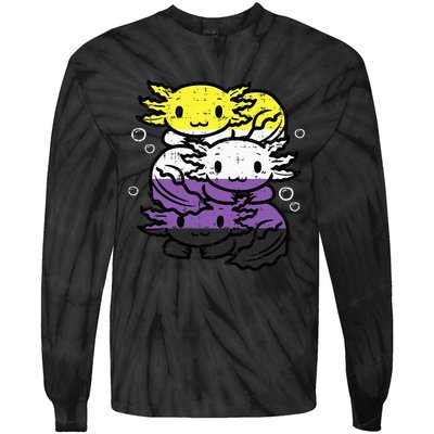 Nonbinary Axolotl Pile Non Binary Enby Lgbtq Tie-Dye Long Sleeve Shirt