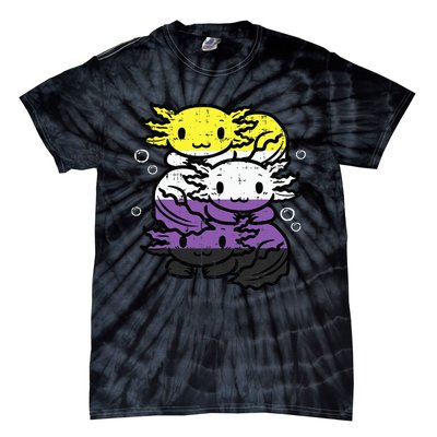 Nonbinary Axolotl Pile Non Binary Enby Lgbtq Tie-Dye T-Shirt