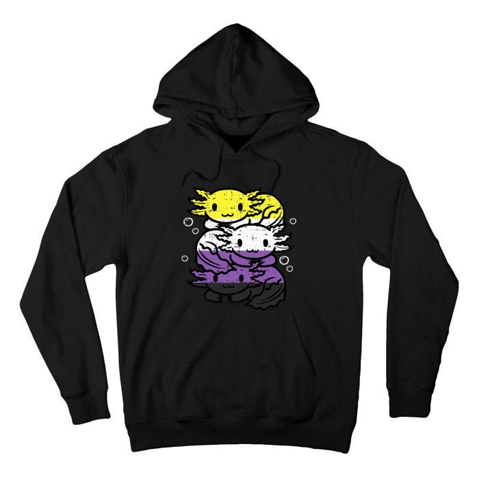 Nonbinary Axolotl Pile Non Binary Enby Lgbtq Tall Hoodie