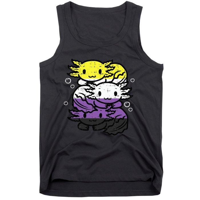 Nonbinary Axolotl Pile Non Binary Enby Lgbtq Tank Top