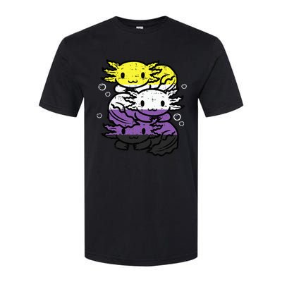 Nonbinary Axolotl Pile Non Binary Enby Lgbtq Softstyle® CVC T-Shirt