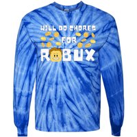 Noob And Professional Gamer Will Do Chores For Robux Tie-Dye Long Sleeve Shirt