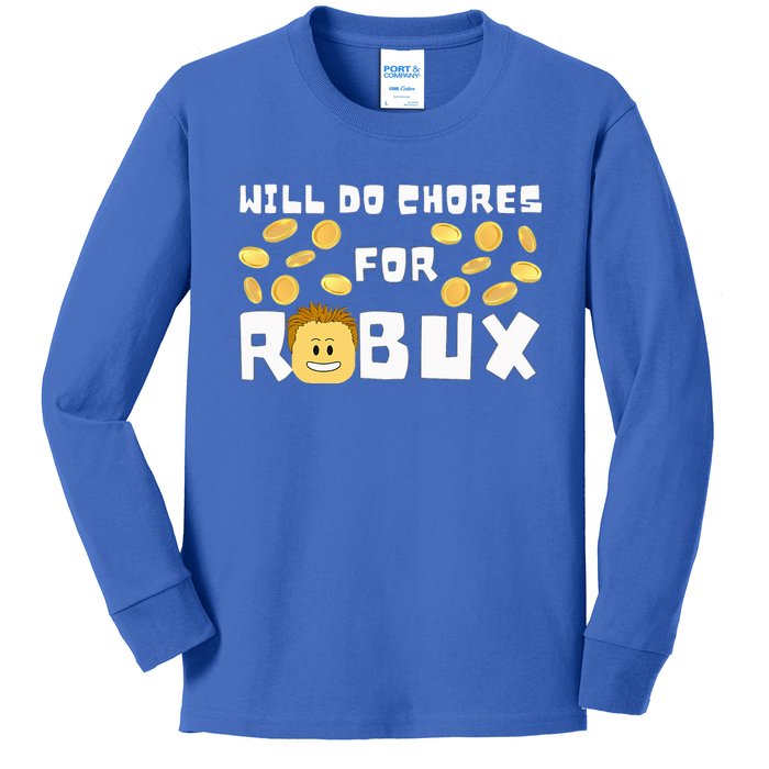 Noob And Professional Gamer Will Do Chores For Robux Kids Long Sleeve Shirt