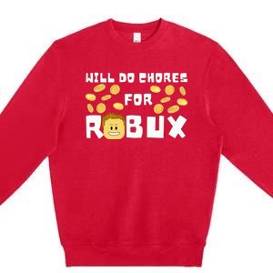 Noob And Professional Gamer Will Do Chores For Robux Premium Crewneck Sweatshirt