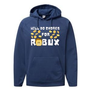 Noob And Professional Gamer Will Do Chores For Robux Performance Fleece Hoodie