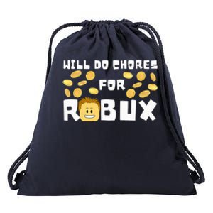 Noob And Professional Gamer Will Do Chores For Robux Drawstring Bag