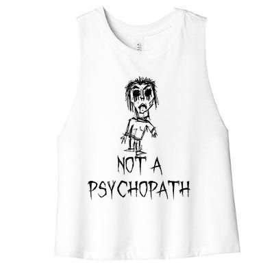 Not A Psychopath Halloween Costume Word Design Women's Racerback Cropped Tank