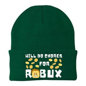 Noob And Professional Gamer Will Do Chores For Robux Knit Cap Winter Beanie