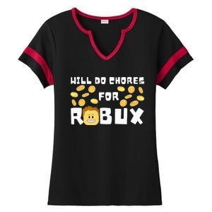 Noob And Professional Gamer Will Do Chores For Robux Ladies Halftime Notch Neck Tee