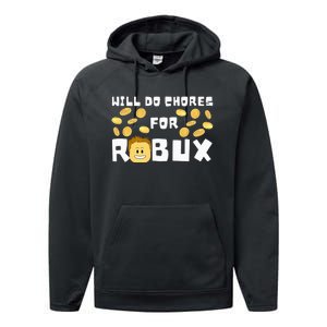 Noob And Professional Gamer Will Do Chores For Robux Performance Fleece Hoodie