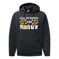 Noob And Professional Gamer Will Do Chores For Robux Performance Fleece Hoodie