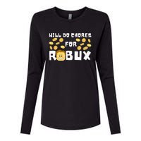 Noob And Professional Gamer Will Do Chores For Robux Womens Cotton Relaxed Long Sleeve T-Shirt