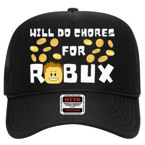 Noob And Professional Gamer Will Do Chores For Robux High Crown Mesh Back Trucker Hat