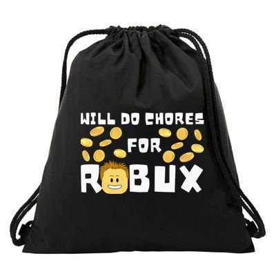 Noob And Professional Gamer Will Do Chores For Robux Drawstring Bag