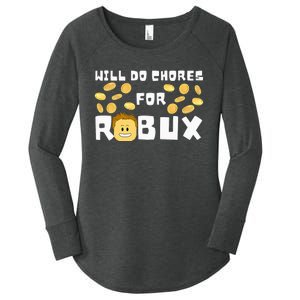 Noob And Professional Gamer Will Do Chores For Robux Women's Perfect Tri Tunic Long Sleeve Shirt