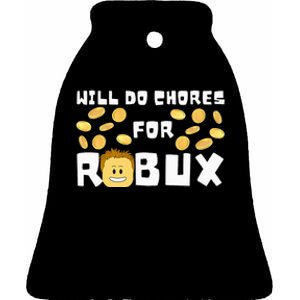 Noob And Professional Gamer Will Do Chores For Robux Ceramic Bell Ornament