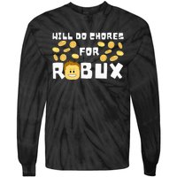 Noob And Professional Gamer Will Do Chores For Robux Tie-Dye Long Sleeve Shirt