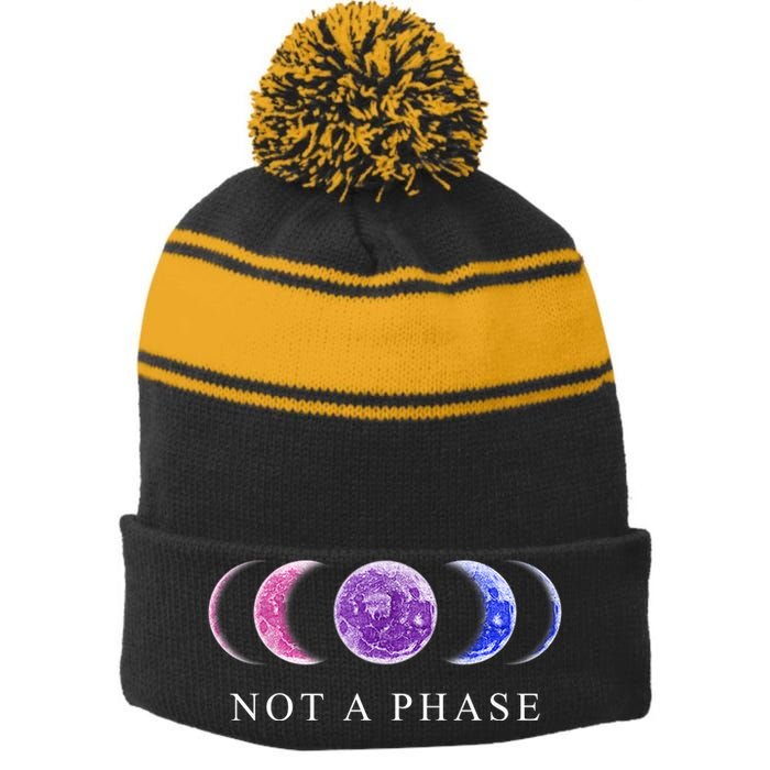 Not A Phase Moon Phases LGBT Pride Stripe Pom Pom Beanie
