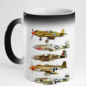 North American P51 Mustang WW2 Fighter 11oz Black Color Changing Mug