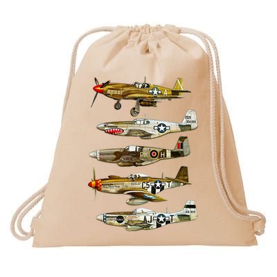 North American P51 Mustang WW2 Fighter Drawstring Bag