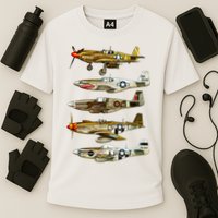 North American P51 Mustang WW2 Fighter Cooling Performance Crew T-Shirt