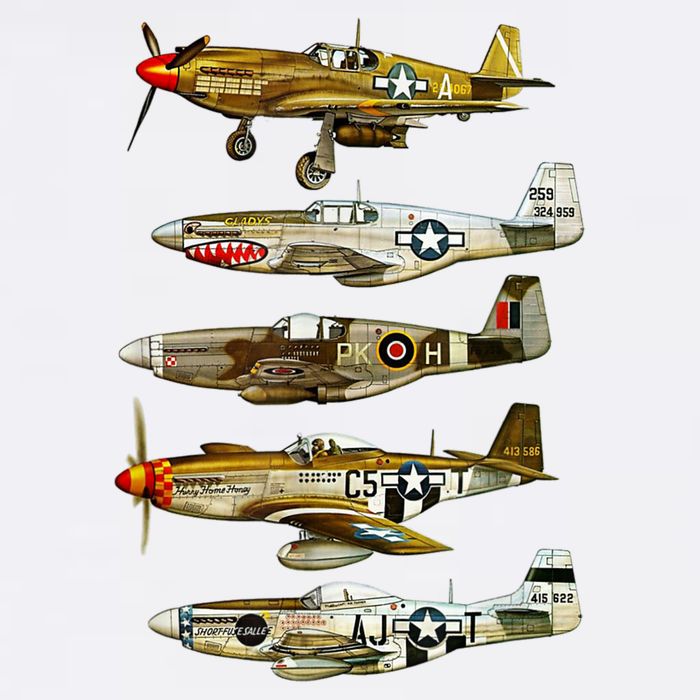 North American P51 Mustang WW2 Fighter Cooling Performance Crew T-Shirt