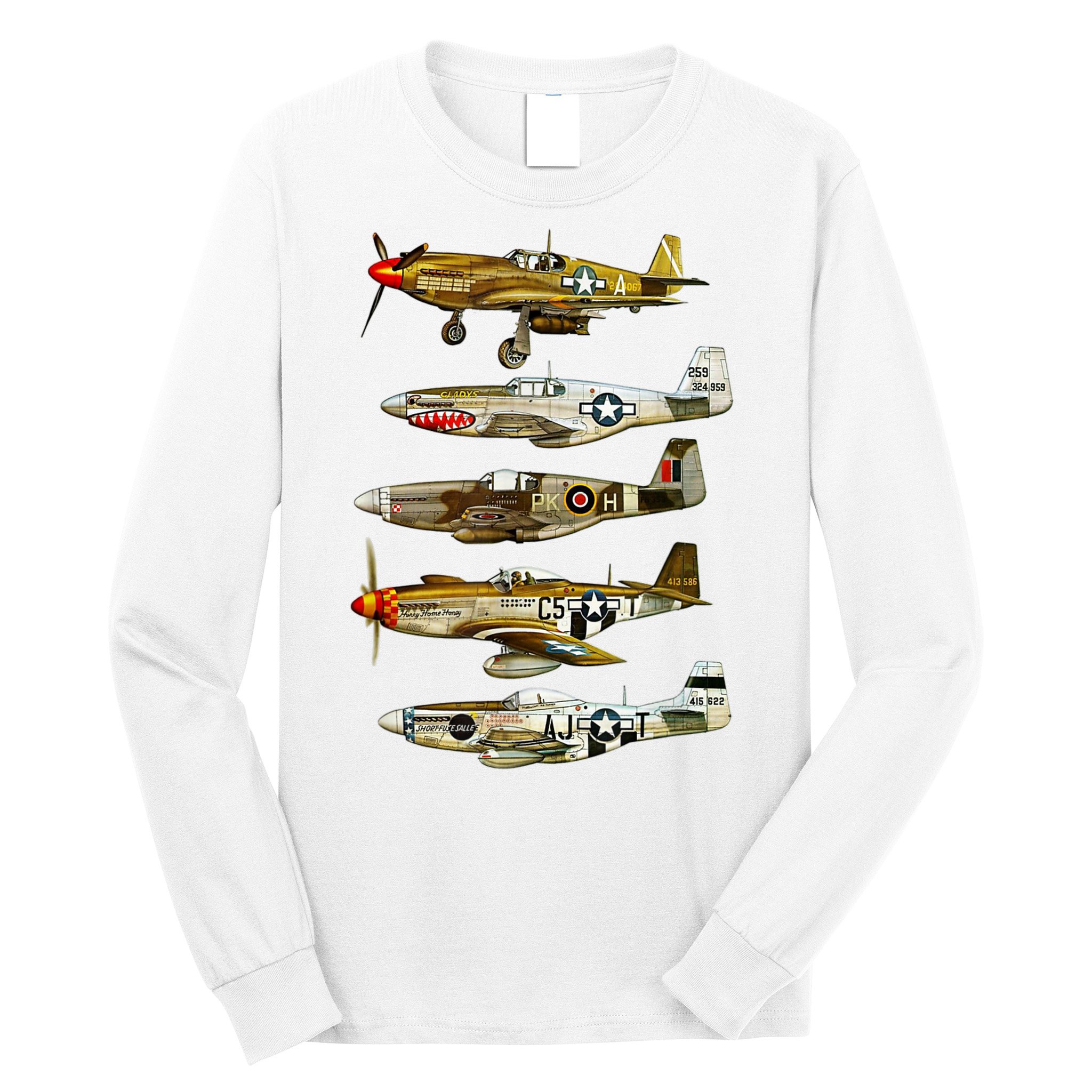 North American P51 Mustang WW2 Fighter Long Sleeve Shirt