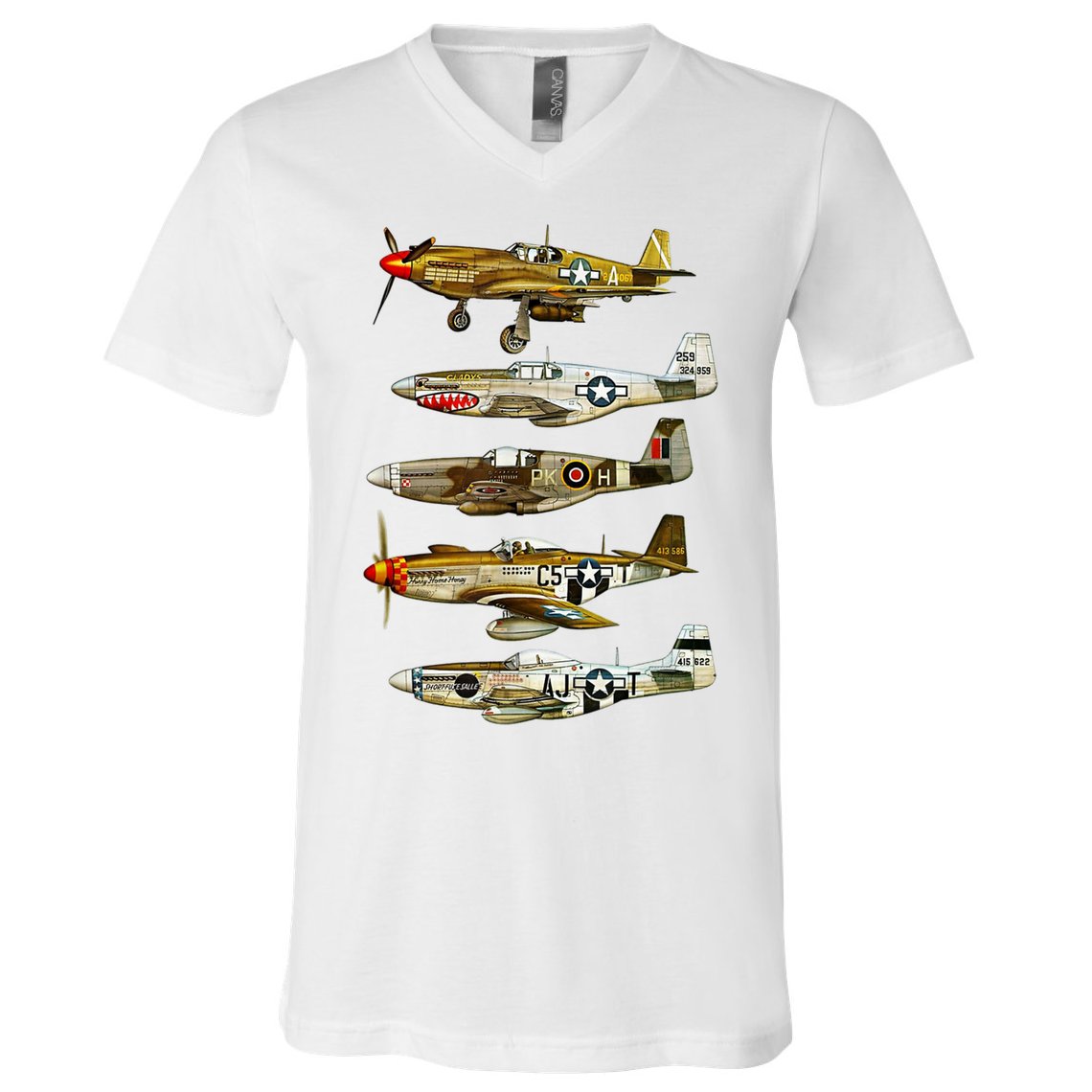 North American P51 Mustang WW2 Fighter V-Neck T-Shirt