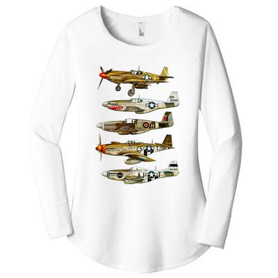 North American P51 Mustang WW2 Fighter Women's Perfect Tri Tunic Long Sleeve Shirt