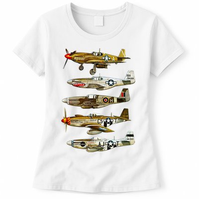 North American P51 Mustang WW2 Fighter Womens T-Shirt