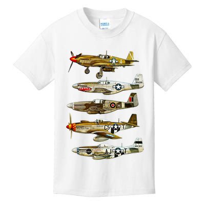 North American P51 Mustang WW2 Fighter Kids T-Shirt