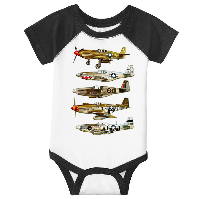 North American P51 Mustang WW2 Fighter Infant Baby Jersey Bodysuit